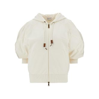 Moncler Full-zip hoodie with nylon sleeves Woman XS
