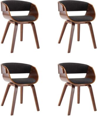 vidaXL Vidaxl - Sillas De Comedor 4 Unidades Madera Curvada Y Tela Gris