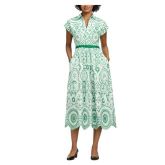 Salsa Midi Overhemdjurk - Dames - Shirt Kleedjes - Groen - S - Katoen - Kleedjes