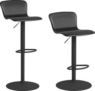 OEM Conjunto De 2 Taburetes Altos De Cocina Giratorios Con Respaldo Y Altura Ajustable Carga 120 Kg Para Bar Sal&oacute;n Negro