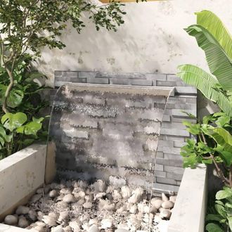 Berkfield Home Rectangular Waterfall Pool Fountain Stainless Steel 110 cm in Silver