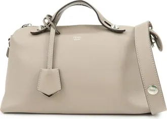 Fendi By The Way Satchel Calfskin Beige Leather Handbag (Pre-Owned)