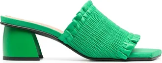 Ganni Smock 65mm mules - women - Rubber/Calf Leather/Fabric/Fabric - 36 - Green