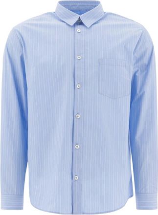 A.P.C. Blauw Gestreept Overhemd Klassieke Stijl - Heren - Zakelijke Overhemden - Blauw - M - Katoen - Overhemden