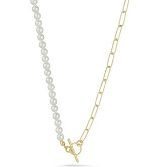 Sphera Milano Cultured Freshwater Pearl Paperclip Link Necklace in Gold at Nordstrom Rack
