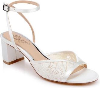 Badgley Mischka Zaira Ankle Strap Sandal in Ivory Satin at Nordstrom, Size 9.5