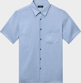 Theory Mens Irving Linen Button-Down Shirt