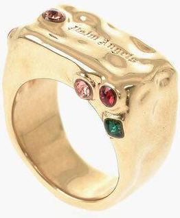 Palm Angels Gold-Tone Brass Ring Embellished With Crystals size 54