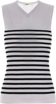 Khaite Top smanicato a righe - Bianco