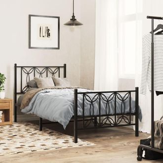 Berkfield Home Metal Bed Frame without Mattress with Footboard Black 80x200cm | Size: 80x200 cm