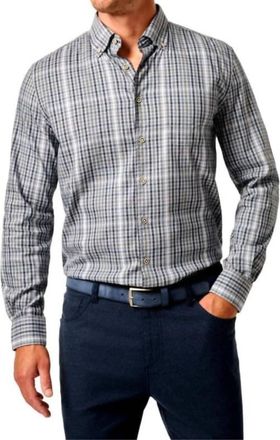 Johnnie-O Matthew Plaid Stretch Button-Down Shirt In Light Grey