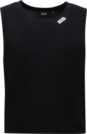 GCDS Opengebreide Tanktop - Heren - Tops zonder mouwen - Zwart - S - Katoen - Tops