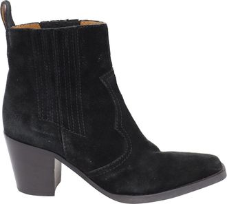 Ganni Ganni Western Style Ankle Boots in Black Suede