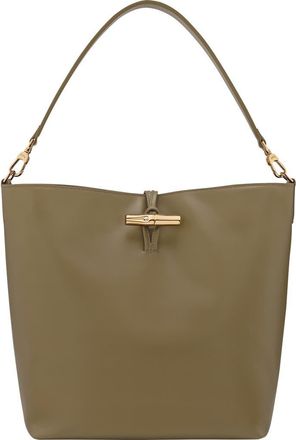 Longchamp Le Roseau Leather Hobo Bag in Olive at Nordstrom