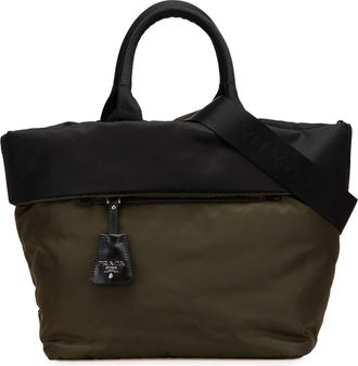 Prada Pre-owned Womens Twotone Nylon Tote Bag - Black - One Size