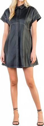 THML Clothing Womens Sleeveless Pleather Dress In Black
