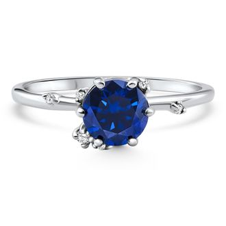 Pompeii3 1Ct Blue Sapphire Diamond Lina Engagement Ring 14k Gold Lab Grown
