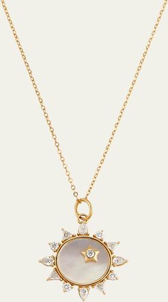 Monica Rich Kosann Mother of Pearl Diamond Happiness Sun Charm Necklace