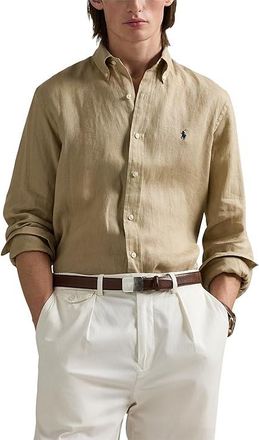 Polo Ralph Lauren Long Sleeve Linen - Classic Mens Long Sleeve Button Up Coastal Beige : 2XL