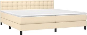 vidaXL Cama Box Spring Con Colch&oacute;n Tela Color Crema 200x200 Cm Vidaxl