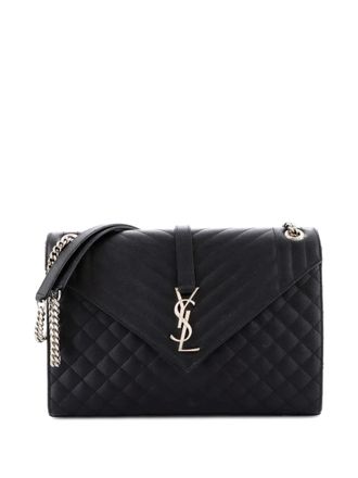 Saint Laurent Classic Monogram Envelope Satchel Mixed Matelasse Leather Large shoulder bag - Nero