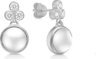 Frk. Lisberg Accessoires, Dames, Grijs, ONE Size, Parel Zilveren Oorbellen