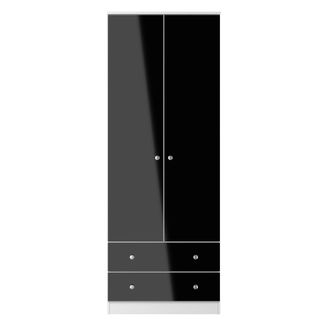 Lewis's Yarmouth Tall 2 Drawer Wardrobe in Black & White Matt - Ready Assembled - Lewiss Home | TJ Hughes