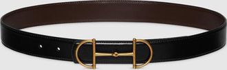 Gucci Reversible Leather Belt With Horsebit, Size Gucci 100, Black, Leather