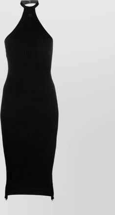 Courr&egrave;ges ribbed sleeveless halterneck midi dress