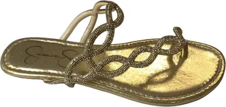 Jessica Simpson Womens Aloni 6 Flat Slip-On Sandal In Gold Shimmer