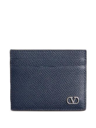 Valentino Garavani grained VLogo Signature card holder - men - Calf Leather - One Size - Blue