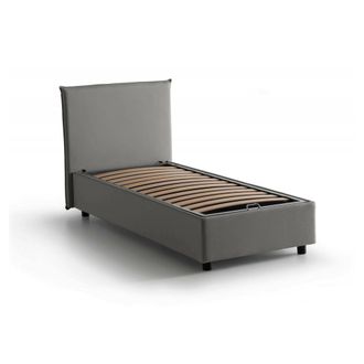 Dmora Dmora - Cama Individual Darut, Cama Contenedor Con Revestimiento De Tela, 100% Made In Italy, Apertura Lateral, Adecuado Para Colch&oacute;n Cm 80x190, Gris