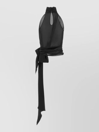 Balmain silk halterneck draped blouse