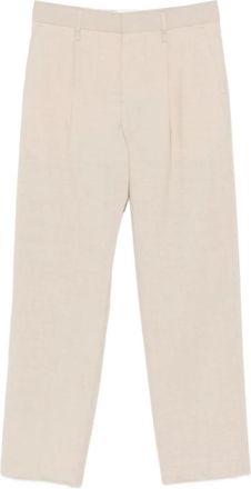 Federico Cina Klassieke Pantalon met Plooien - Dames - Straight fit broeken - Beige - M - Polyester - Broeken