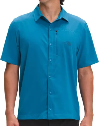 The North Face First Trail UPF Shirt Mens Banff Blue Short Sleeve RED604