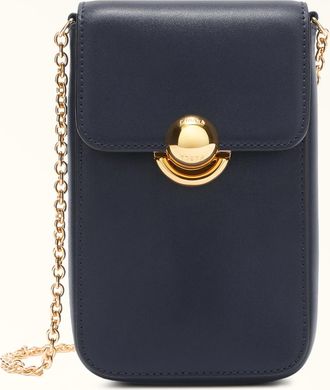 Furla Sfera Portatelefono Verticale Ink Blue Blu Pelle Di Vitello Sidney Donna