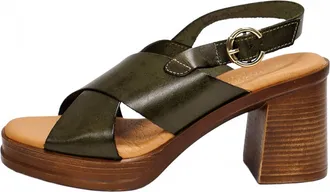 Eric Michael Womens Savannah Heeled Slingback Sandals In Green Lea
