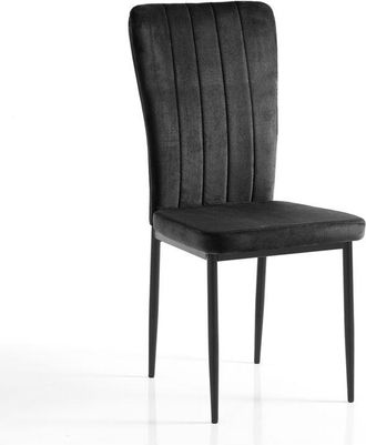 Oresteluchetta Juego De 4 Sillas De Comedor De Terciopelo Y Metal Silly - Negro