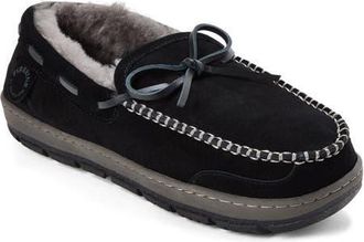 Dearfoams Fireside Forster Genuine Shearling Moccasin in Black at Nordstrom, Size 12