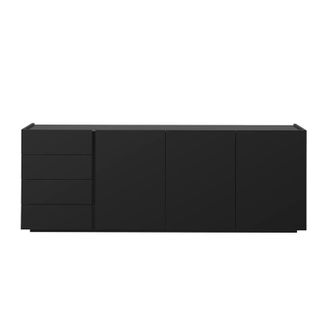Miliboo Buffet nero lucido 3 porte 4 cassetti L200 cm ISAURE