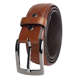 STILORD Dean Leather Belt Men Vintage Business Belt Work Belt for Suit Trousers or Jeans Adjustable Strap Full Grain Buff Leather, Colour:Cognac-Brown, size:1