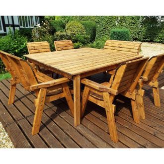Charles Taylor Trading 8 Seater Wooden Square Table & 4 Chairs 2 Benches Garden - Charles Taylor