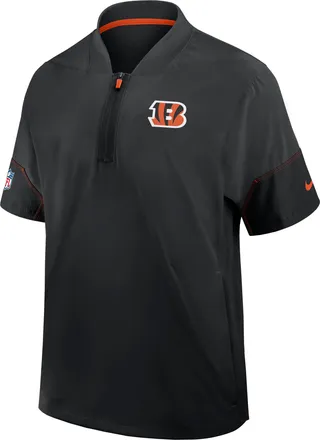Nike Cincinnati Bengals Sideline Coach Nike Mens NFL 1/2-Zip Short-Sleeve Hooded Jacket in Black | 03BO51K9A-2J5