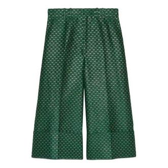 Gucci (WMNS) Gucci Mini GG Lurex Flared Trousers Green 652118-ZAGLX-3091