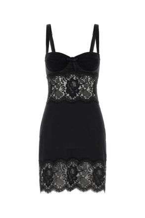 Dolce & Gabbana Black satin and lace dress