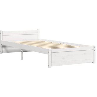 vidaXL Estructura De Cama Sin Colch&oacute;n Madera Maciza Blanco 100x200 Cm Vidaxl