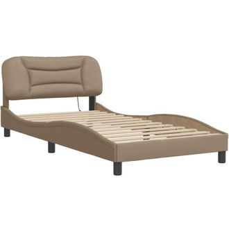 vidaXL Vidaxl - Estructura De Cama Con Led Cuero Sint&eacute;tico Capuchino 100x200 Cm