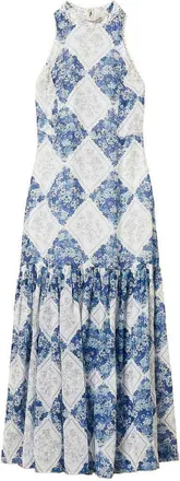 Twinset Floral Print Long Dress With Pleated Details