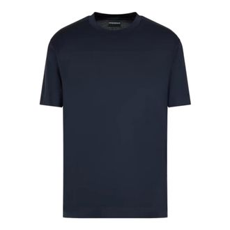 Emporio Armani Blauw T-shirt met korte mouwen van jersey met logo - Heren - T-shirts - Blauw - L - Tops