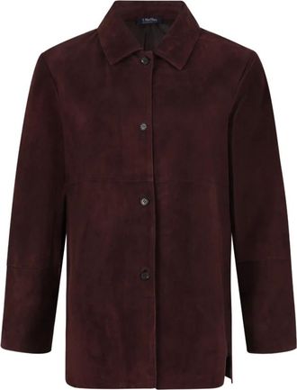 Max Mara Suede Shirt Jacket - Dames - Leren en Su&egrave;de Jassen - Bruin - S - Su&egrave;de - Jassen